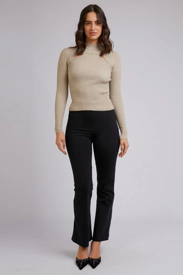 Blakely Natural Cut Out Knit LS Top