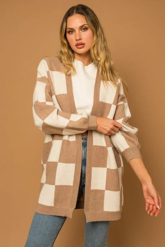 Bohemian Checker Graphic Sweater Cardigan