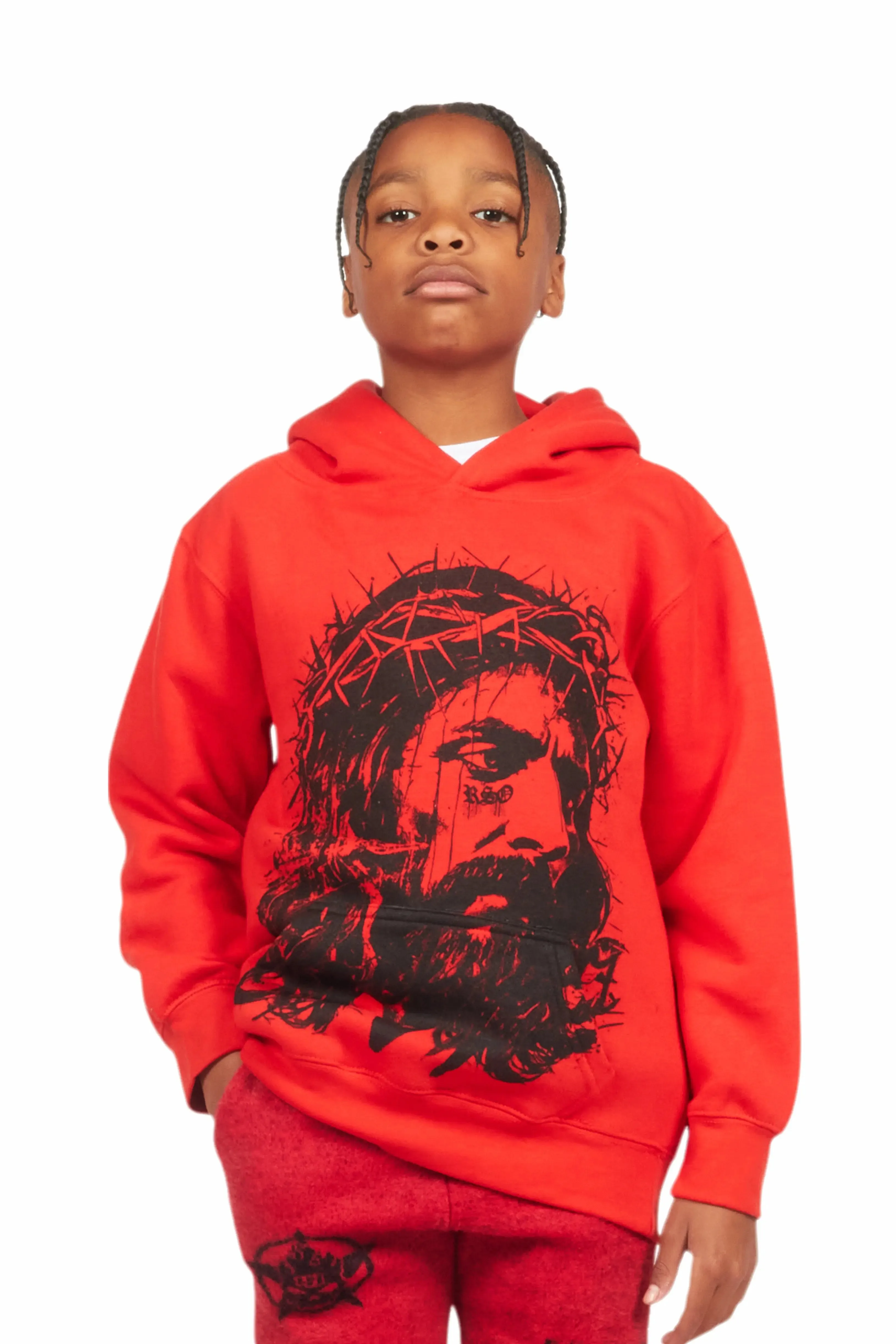 Boys Bedros Red Graphic Hoodie