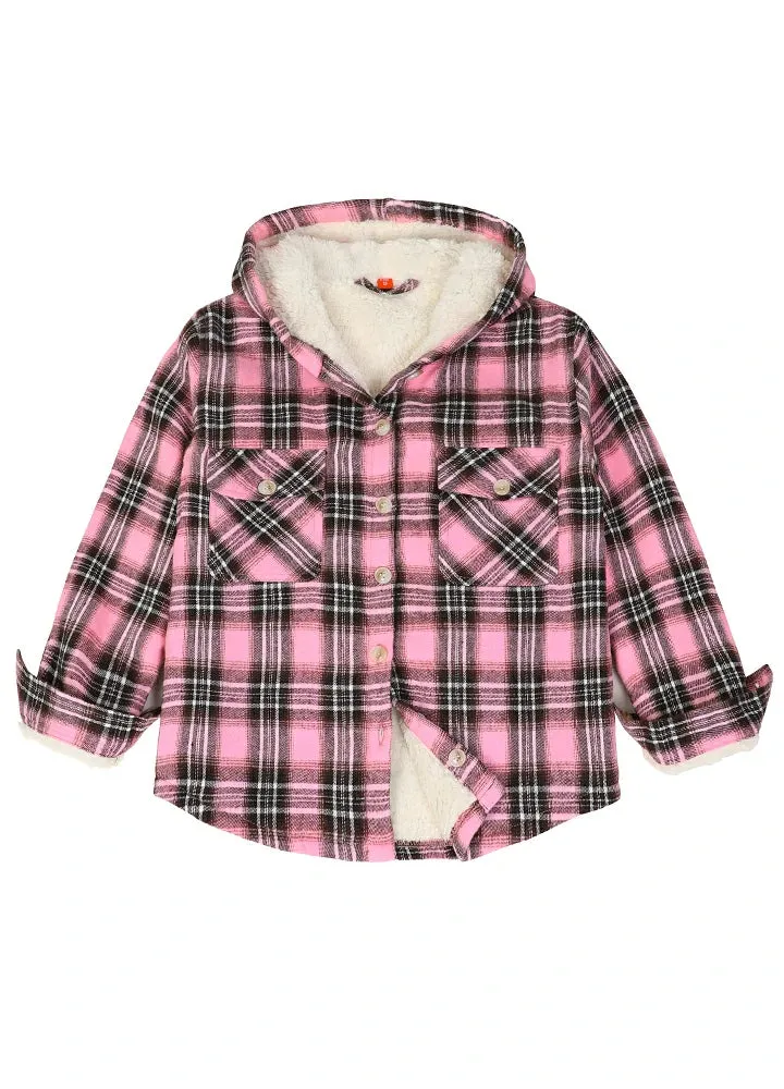 Boys Sherpa Lined Flannel Plaid Shirt Jacket,Hooded Flannel Jacket Kids