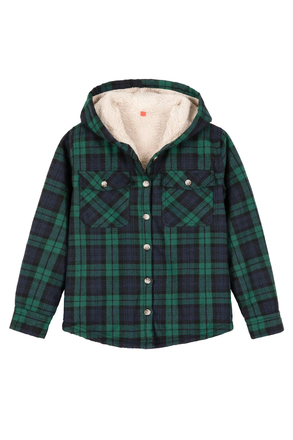 Boys Sherpa Lined Flannel Plaid Shirt Jacket,Hooded Flannel Jacket Kids