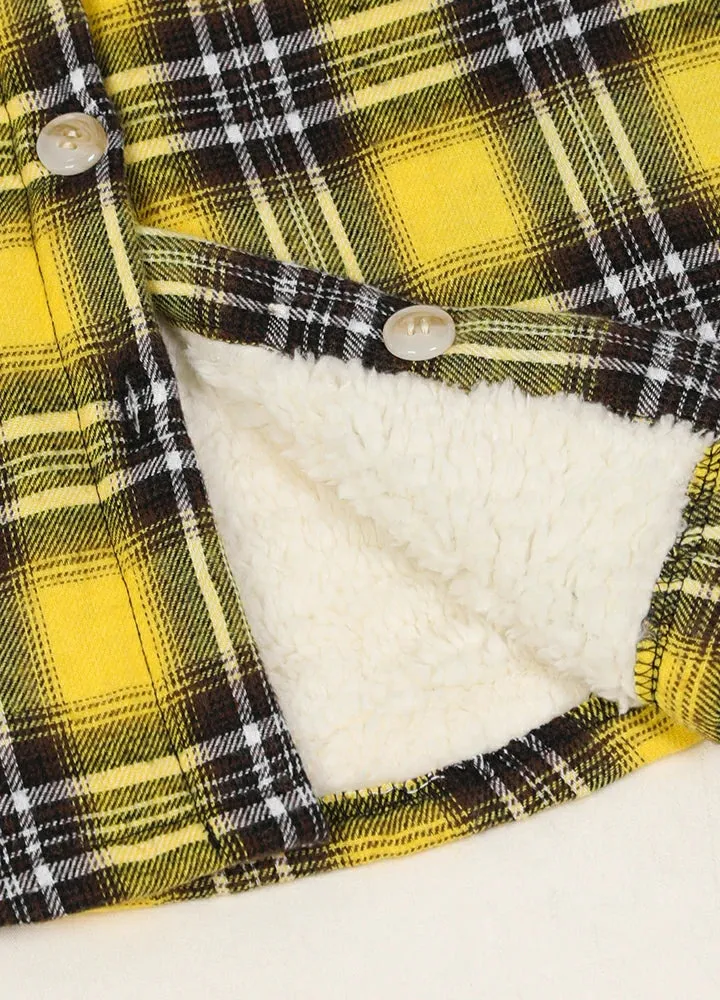 Boys Sherpa Lined Flannel Plaid Shirt Jacket,Hooded Flannel Jacket Kids