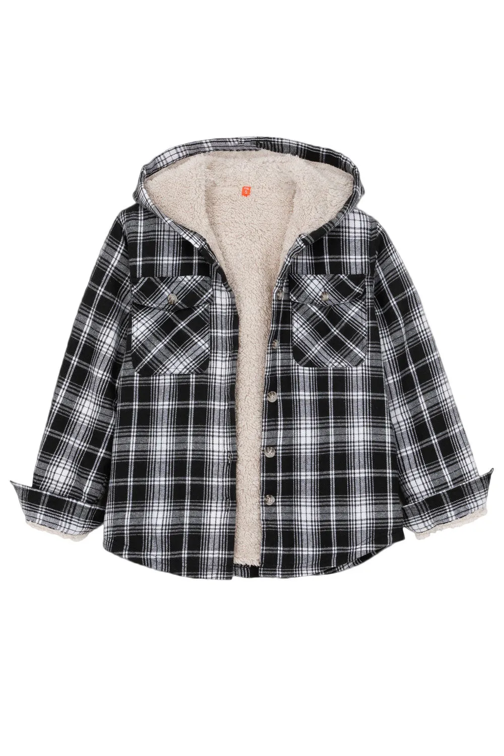 Boys Sherpa Lined Flannel Plaid Shirt Jacket,Hooded Flannel Jacket Kids