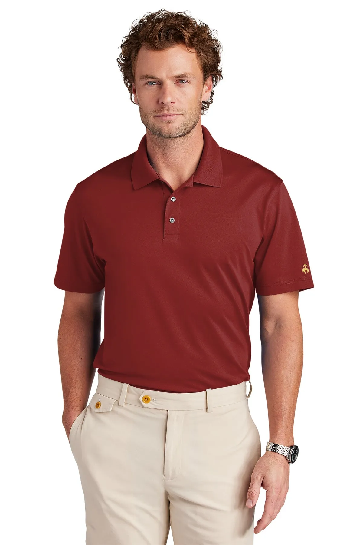 Brooks Brothers Mesh Pique Performance Custom Polos, Rich Red