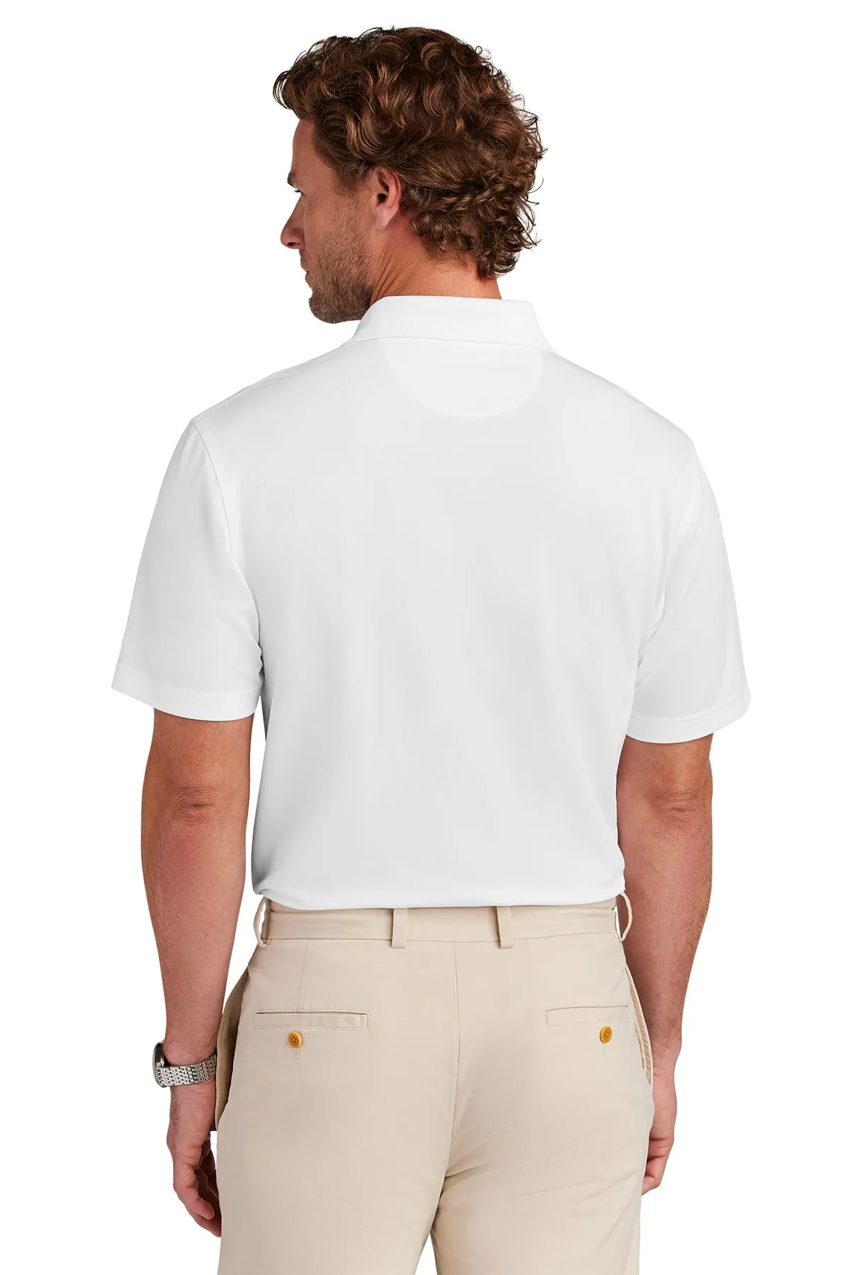 Brooks Brothers Mesh Pique Performance Custom Polos, White