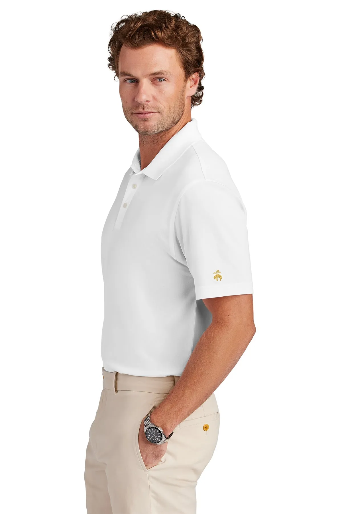 Brooks Brothers Mesh Pique Performance Custom Polos, White