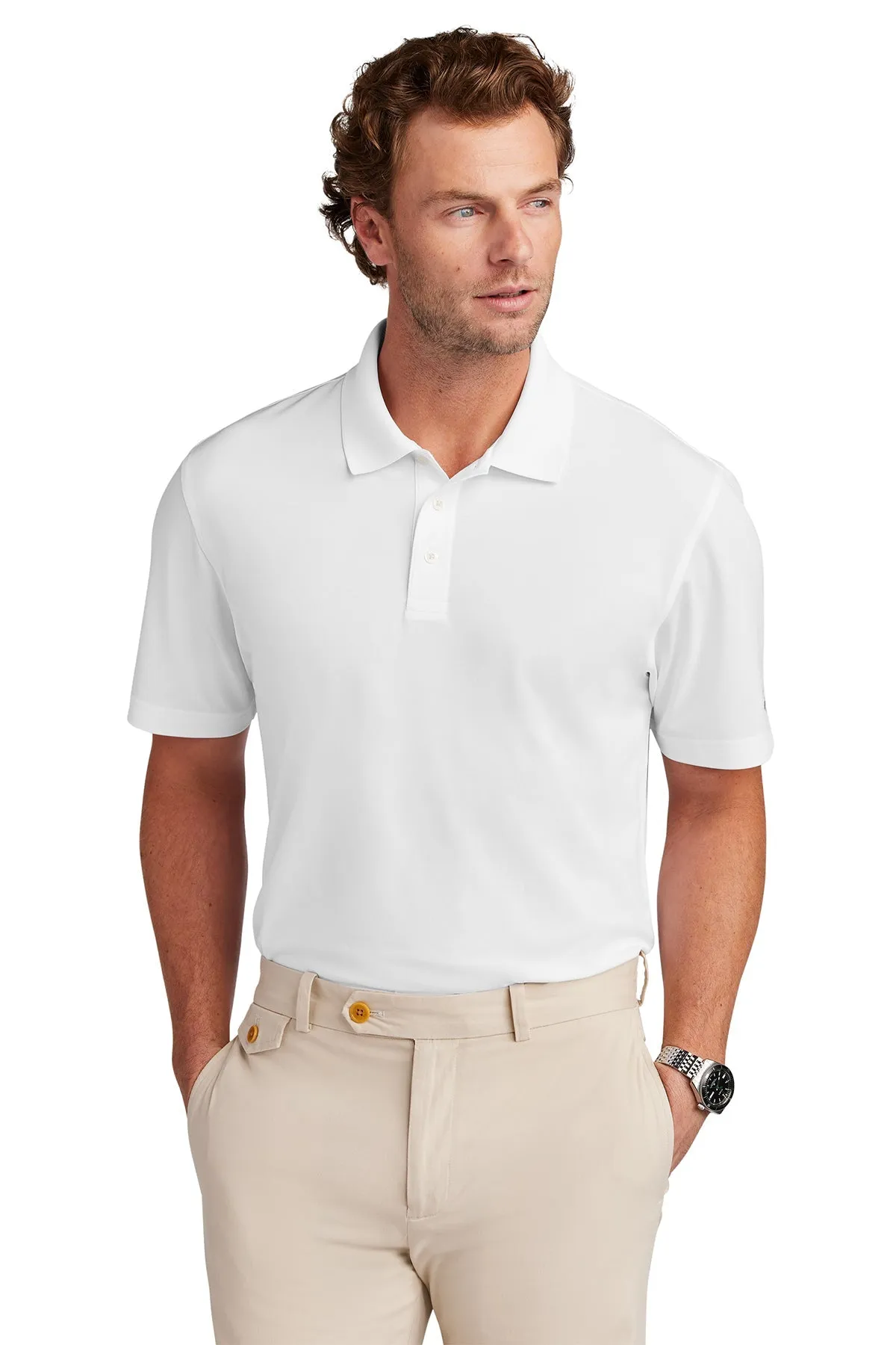 Brooks Brothers Mesh Pique Performance Custom Polos, White