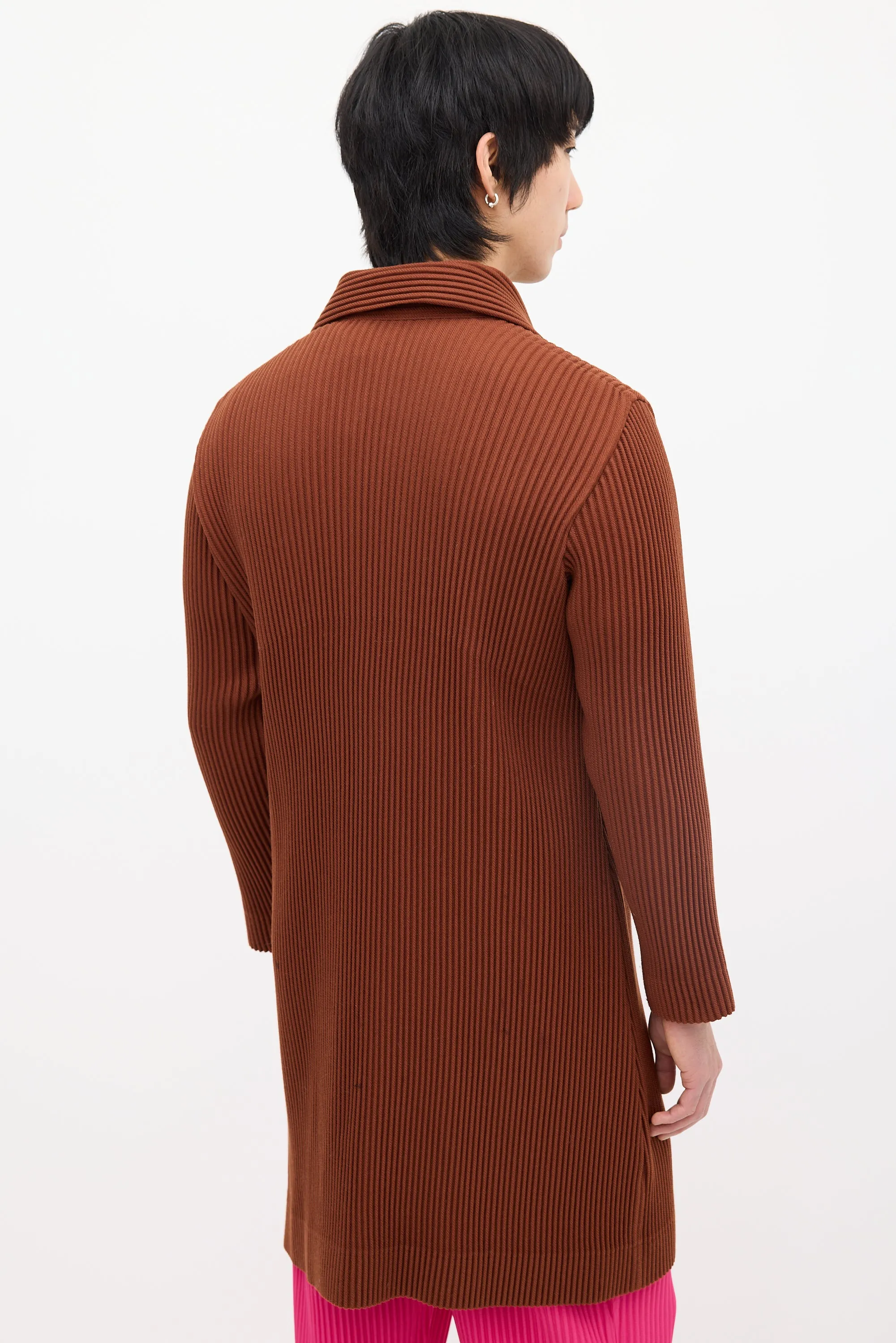 Brown Pleated Cardigan