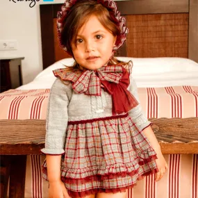 Burgundy and Gray Dress with Bloomers