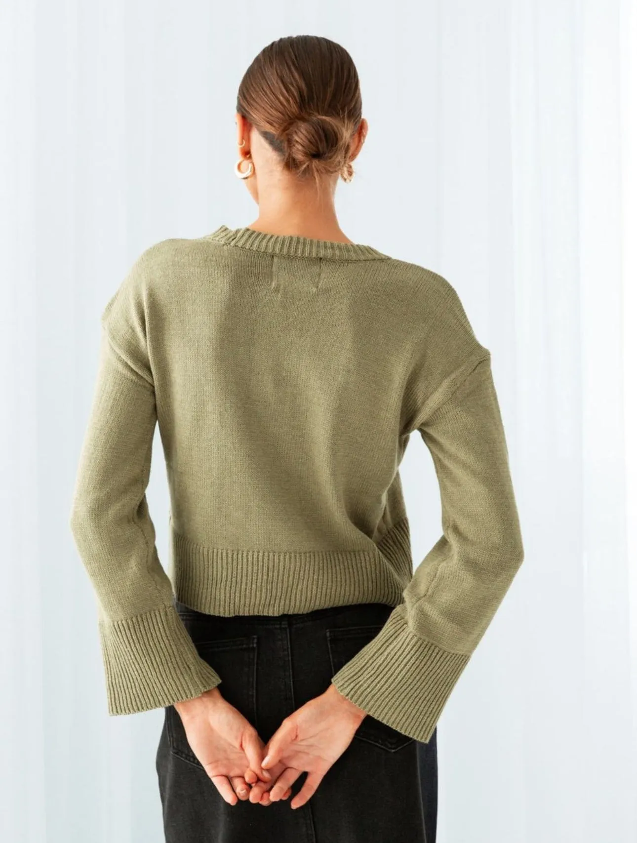 Cardinal Crop Khaki Knit Jumper