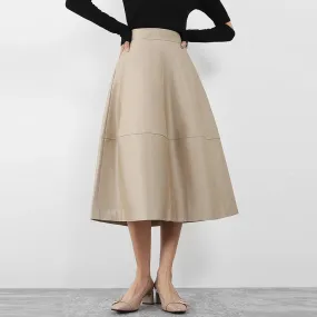 Casual Loose Solid Midi Skirt For Women High Waist Minimalist Long Skirts Female Summer Clothing Style