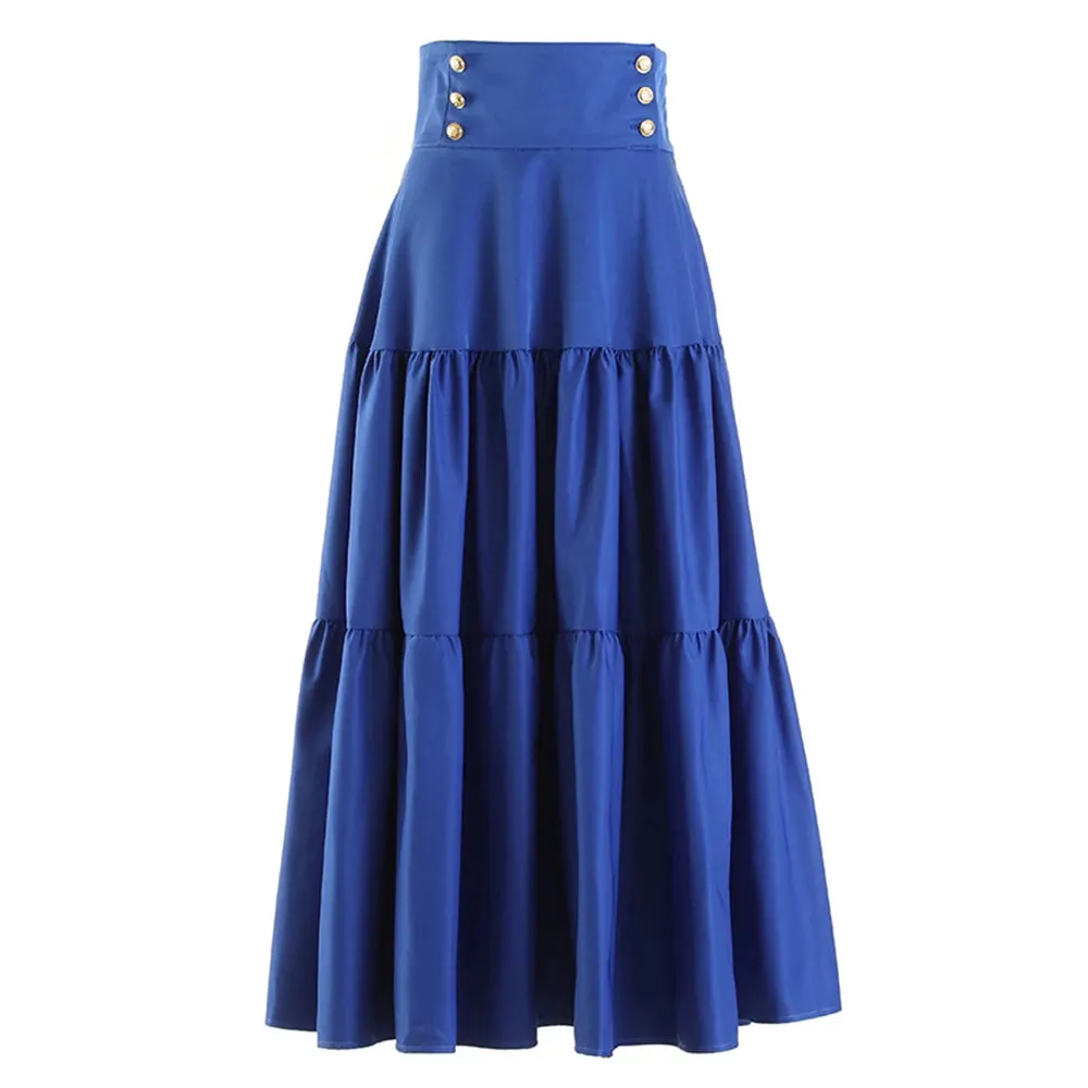 Casual Slim Midi Skirt For Women High Waist A Line Solid Minimalist Long Skirts Female Summer Clothing Fashion