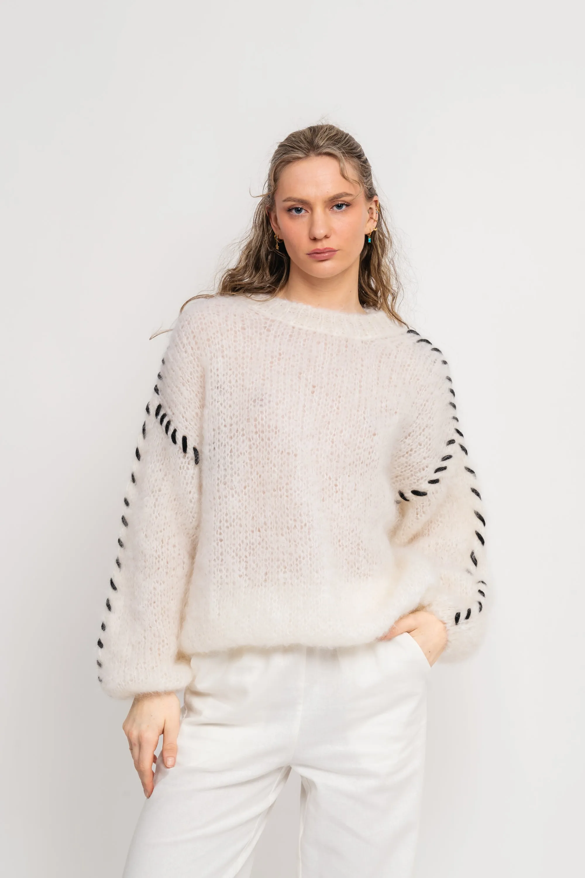 Catia Mohair Stitch Pullover - White