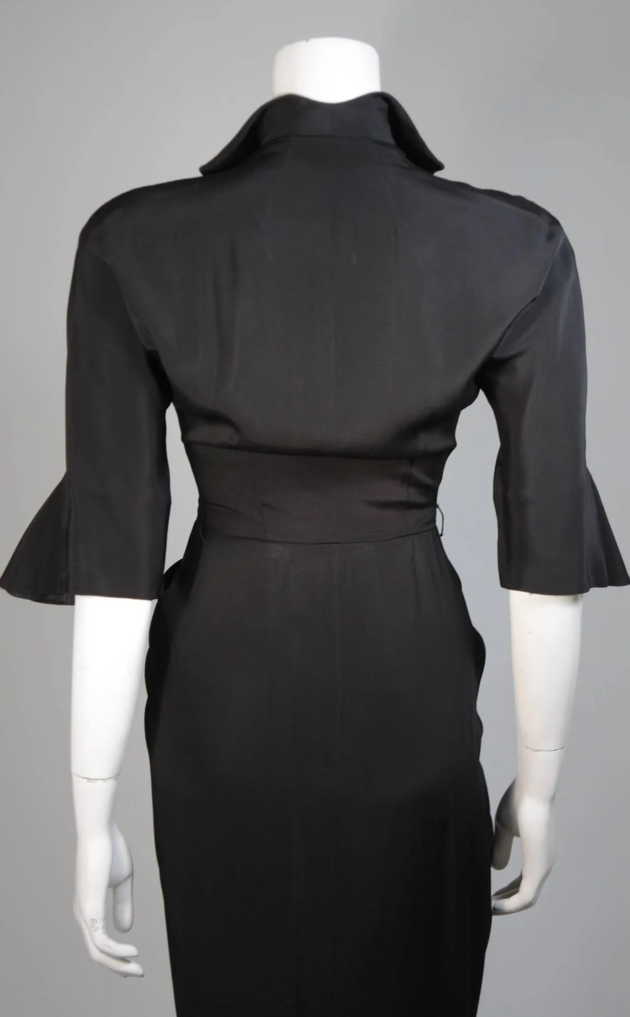 CEIL CHAPMAN Black Cocktail Gown with Bow Detail Size XS