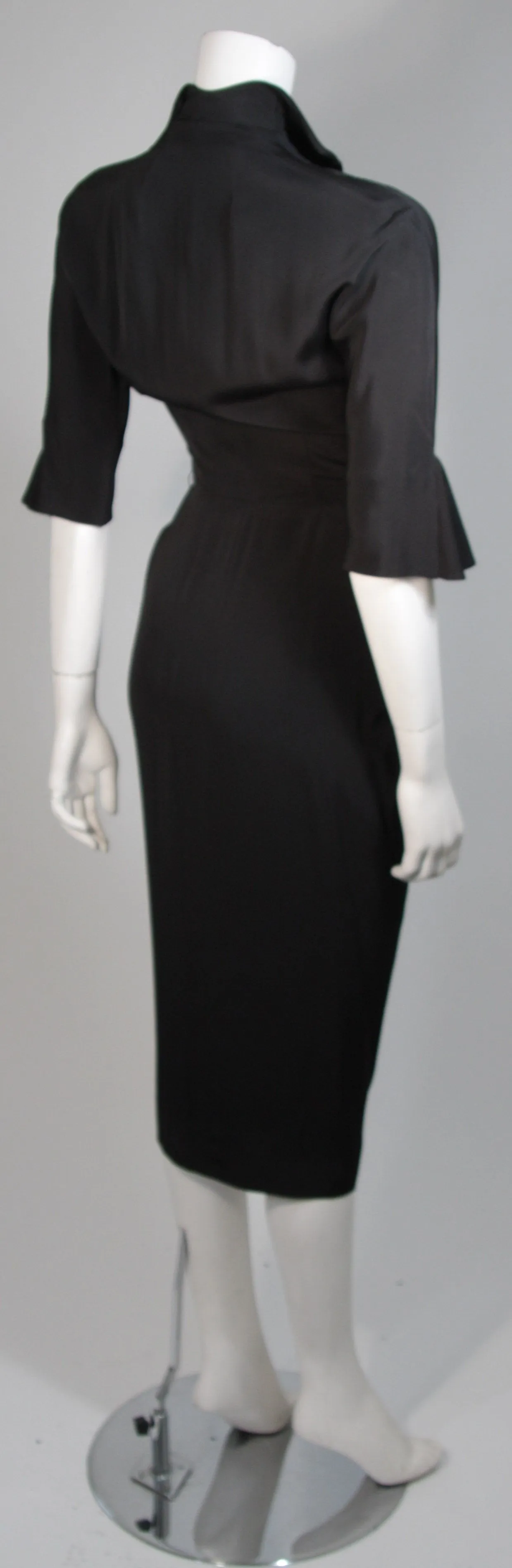 CEIL CHAPMAN Black Cocktail Gown with Bow Detail Size XS