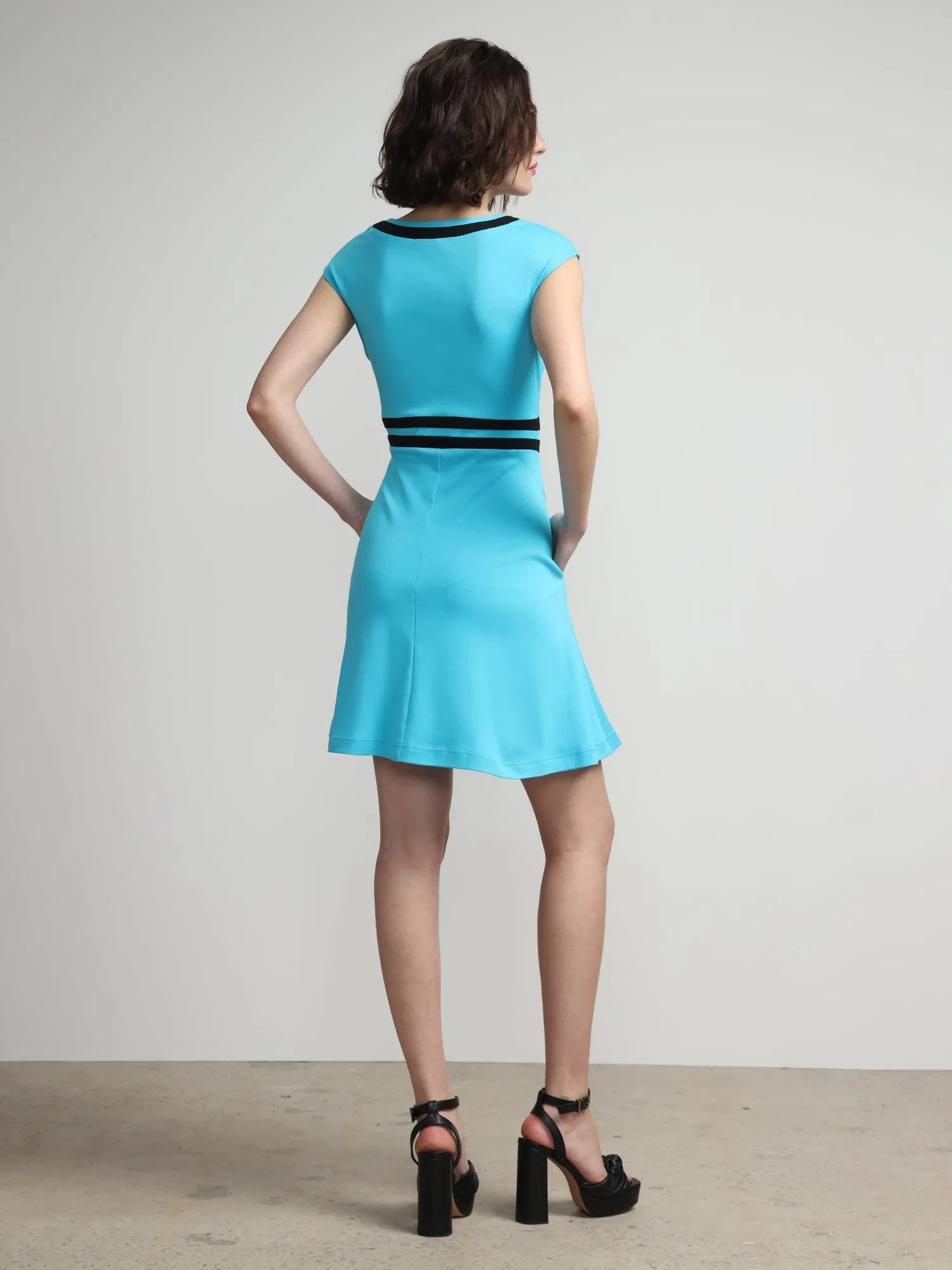 Colorblock Accent Wrap Dress - City Knits