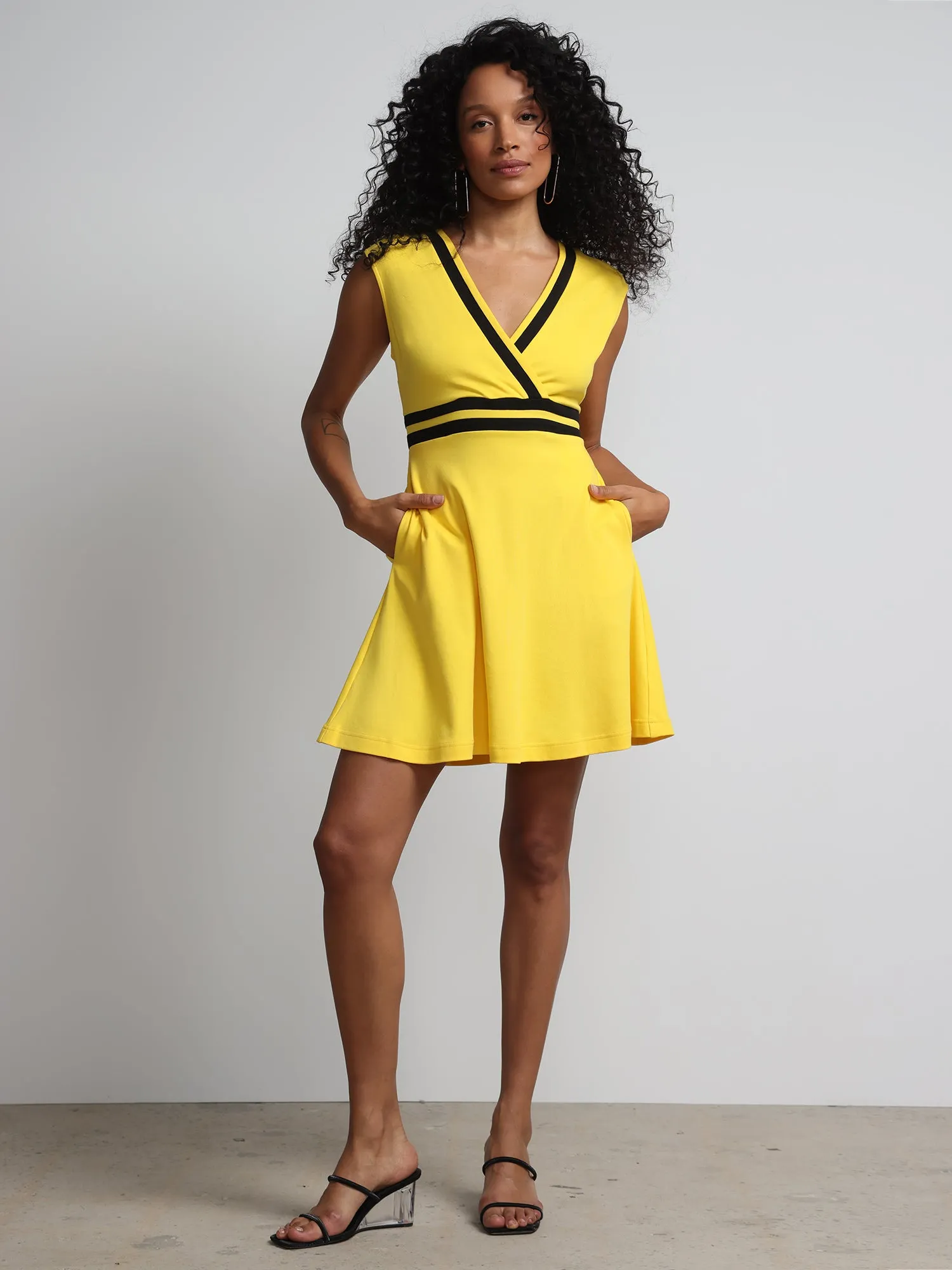 Colorblock Accent Wrap Dress - City Knits