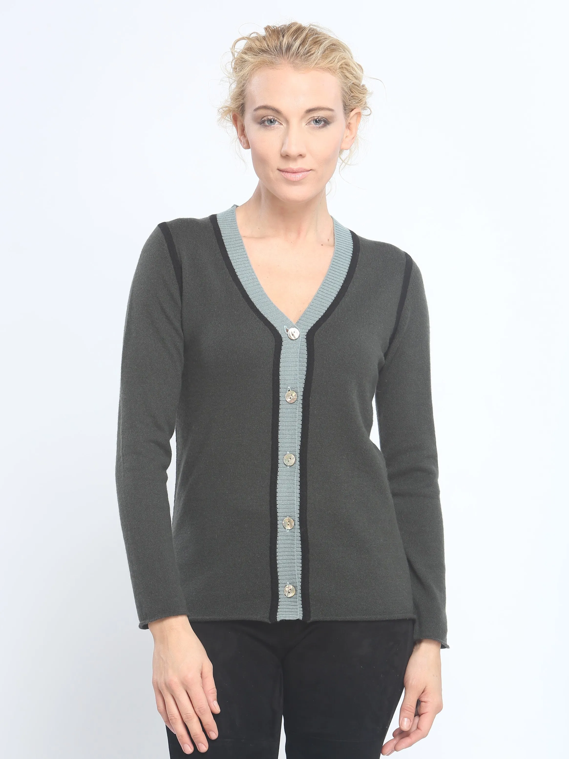 Contrast Piping Cardigan