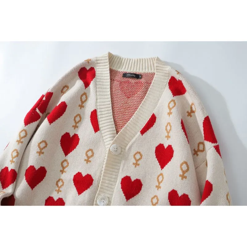 Couple Heart & Jack Knit Cardigan Sweater - Share Your Love for Blackjack in Style! ♠️❤️