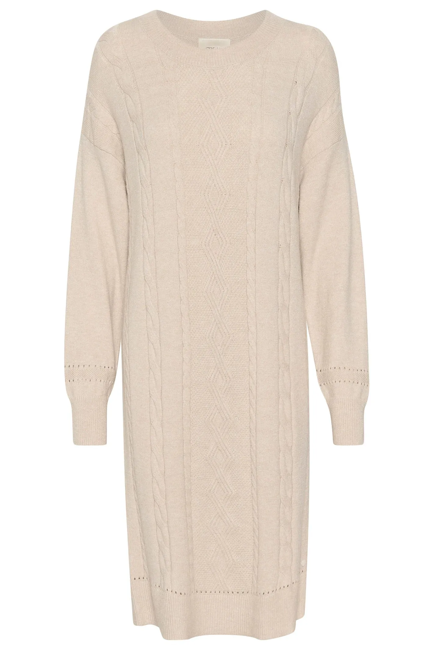 Cream Dela Cable Knit Dress | Oat Melange