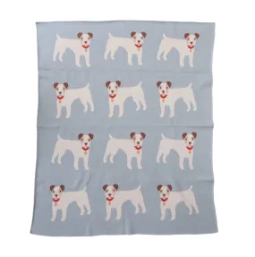 Creative Co-Op Cotton Knit Baby Blanket with Dogs - Jack Russell