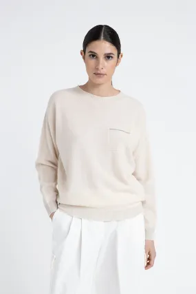 Crew neck sweater in pure cashmere and Lurex