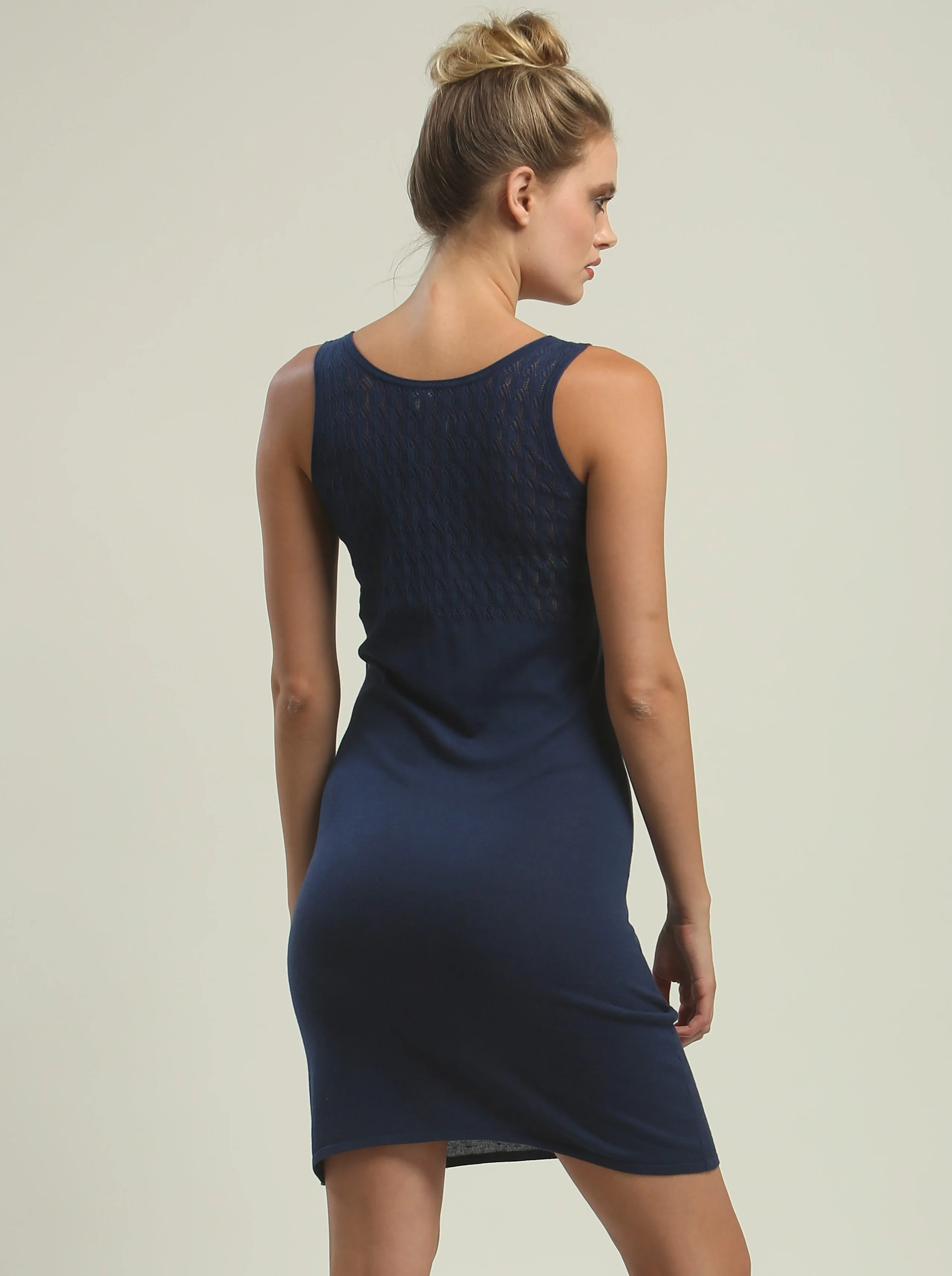 Crochet Trimmed Dress in Knitted Silk