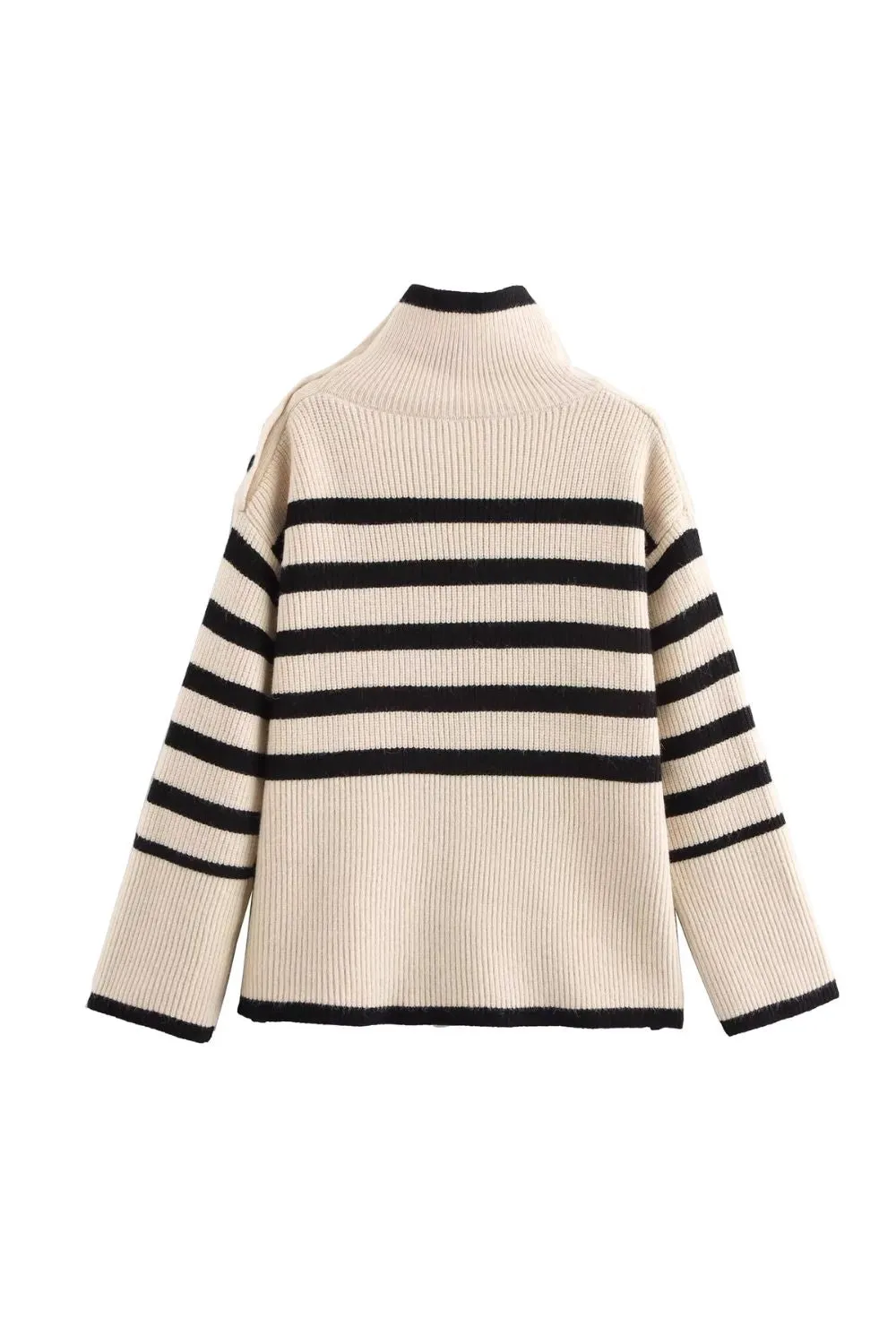 'Dagmar' High-Neck Striped Knit Sweater