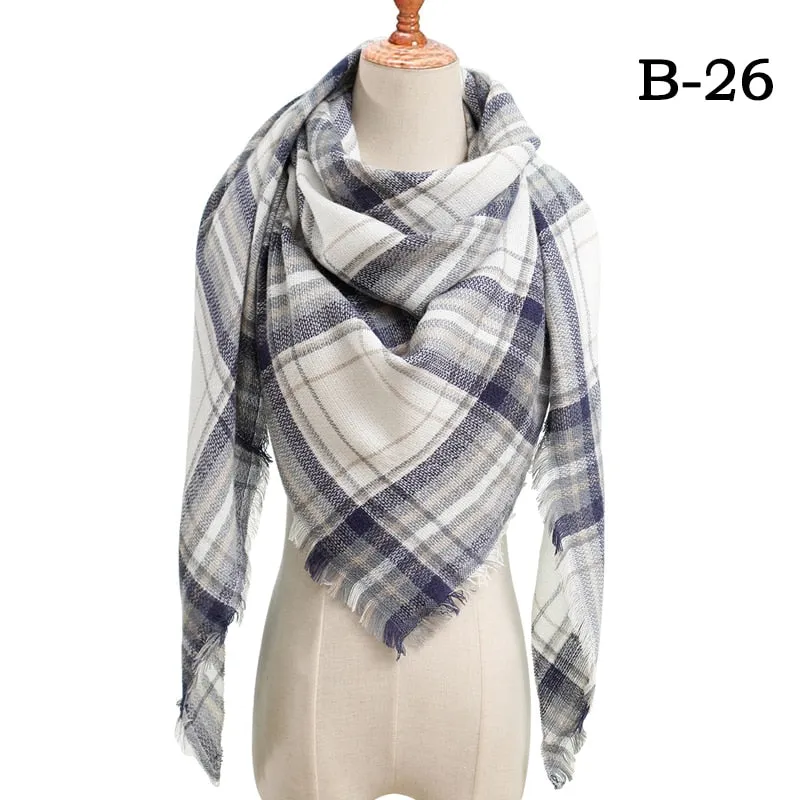 Designer Knitted Spring Winter Women Scarf Plaid Warm Cashmere Scarves Shawls Luxury Brand Neck Bandana Pashmina Lady Wrap