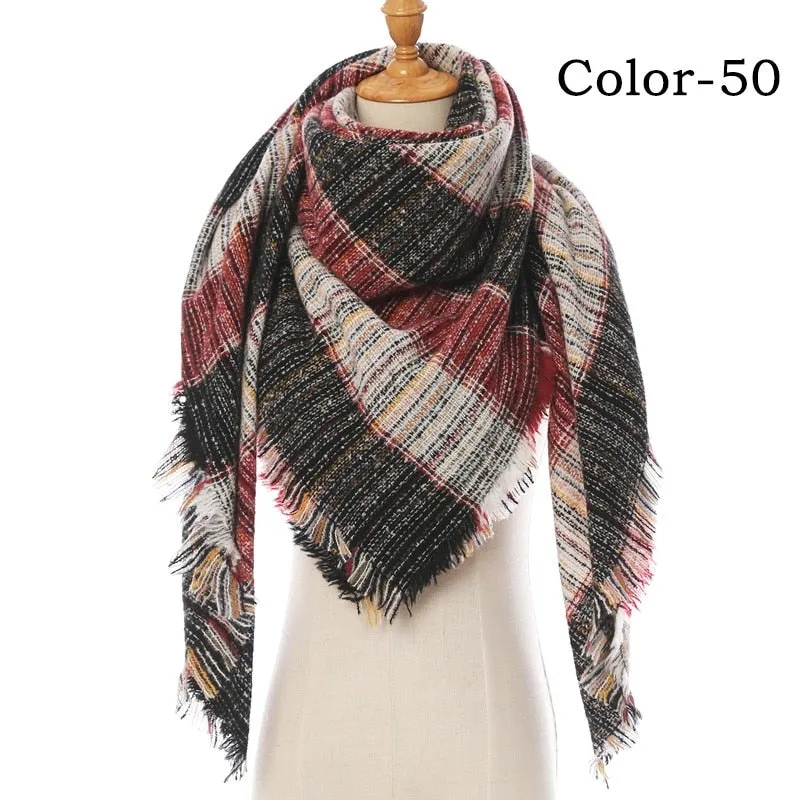 Designer Knitted Spring Winter Women Scarf Plaid Warm Cashmere Scarves Shawls Luxury Brand Neck Bandana Pashmina Lady Wrap