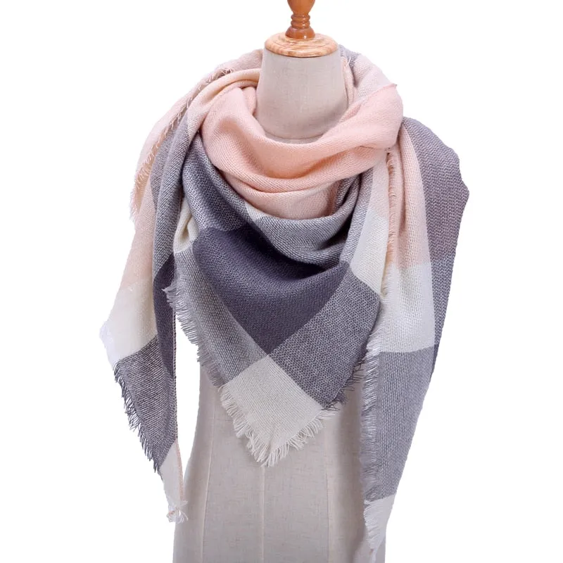 Designer Knitted Spring Winter Women Scarf Plaid Warm Cashmere Scarves Shawls Luxury Brand Neck Bandana Pashmina Lady Wrap