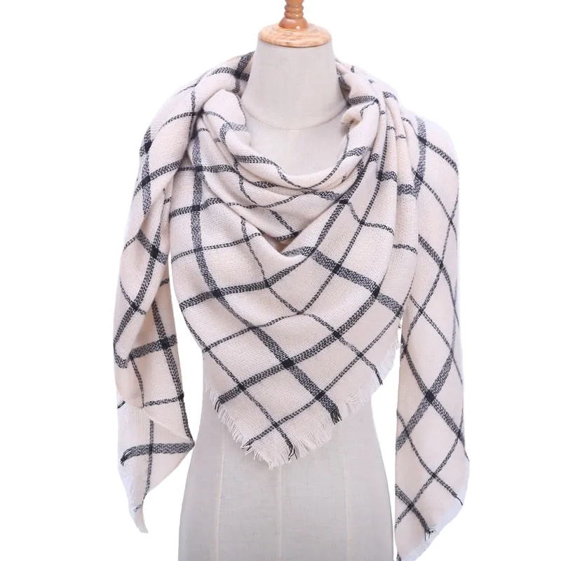 Designer Knitted Spring Winter Women Scarf Plaid Warm Cashmere Scarves Shawls Luxury Brand Neck Bandana Pashmina Lady Wrap