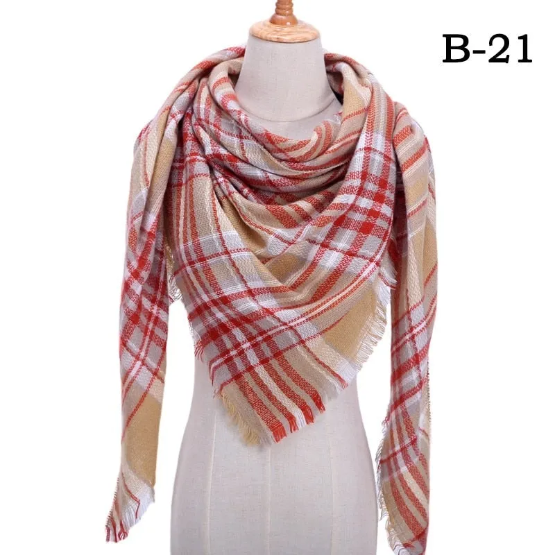 Designer Knitted Spring Winter Women Scarf Plaid Warm Cashmere Scarves Shawls Luxury Brand Neck Bandana Pashmina Lady Wrap