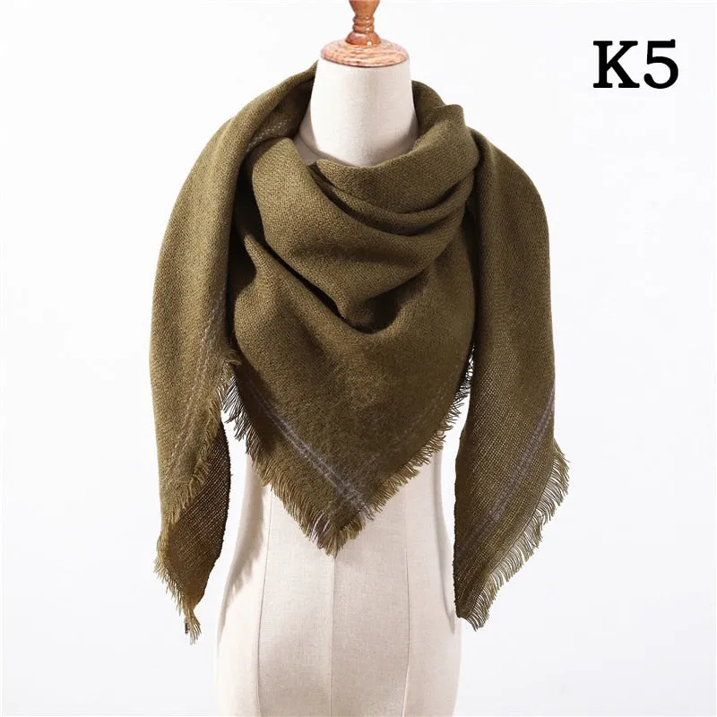 Designer Knitted Spring Winter Women Scarf Plaid Warm Cashmere Scarves Shawls Luxury Brand Neck Bandana Pashmina Lady Wrap