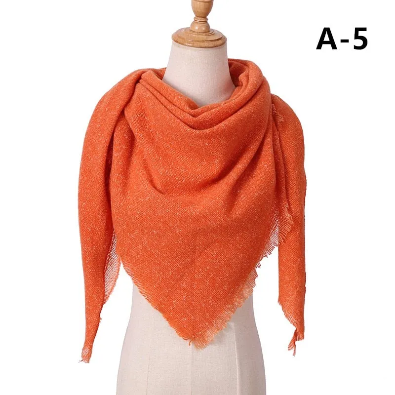 Designer Knitted Spring Winter Women Scarf Plaid Warm Cashmere Scarves Shawls Luxury Brand Neck Bandana Pashmina Lady Wrap