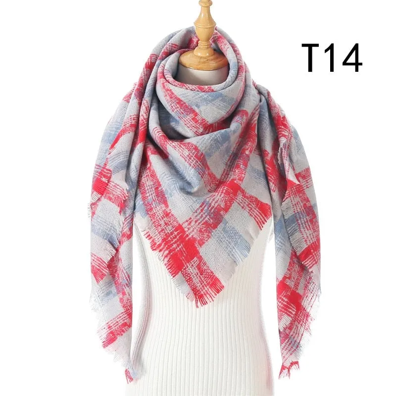 Designer Knitted Spring Winter Women Scarf Plaid Warm Cashmere Scarves Shawls Luxury Brand Neck Bandana Pashmina Lady Wrap