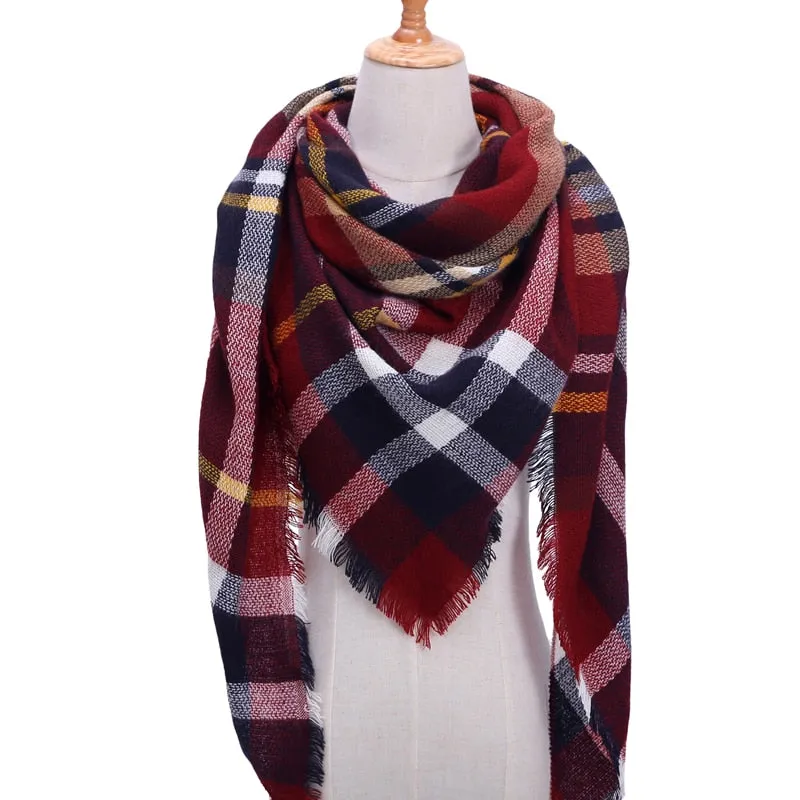 Designer Knitted Spring Winter Women Scarf Plaid Warm Cashmere Scarves Shawls Luxury Brand Neck Bandana Pashmina Lady Wrap