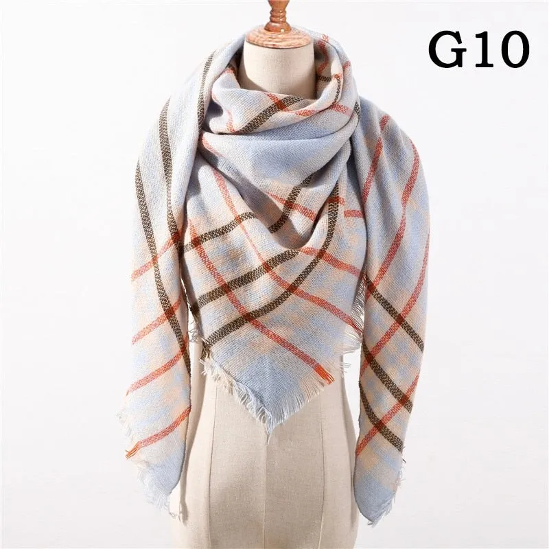 Designer Knitted Spring Winter Women Scarf Plaid Warm Cashmere Scarves Shawls Luxury Brand Neck Bandana Pashmina Lady Wrap