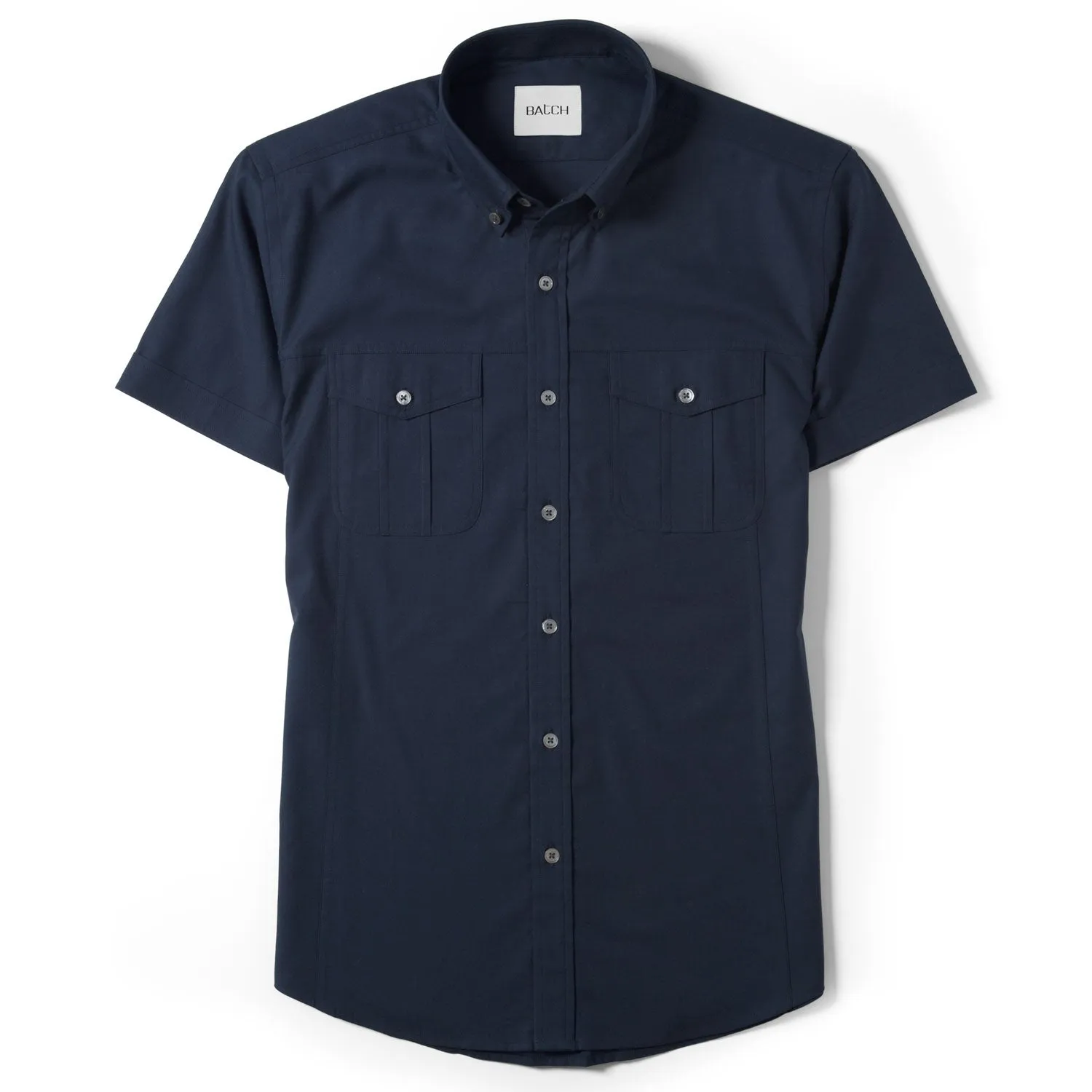 Editor Short Sleeve Utility Shirt – Dark Navy Mercerized Cotton