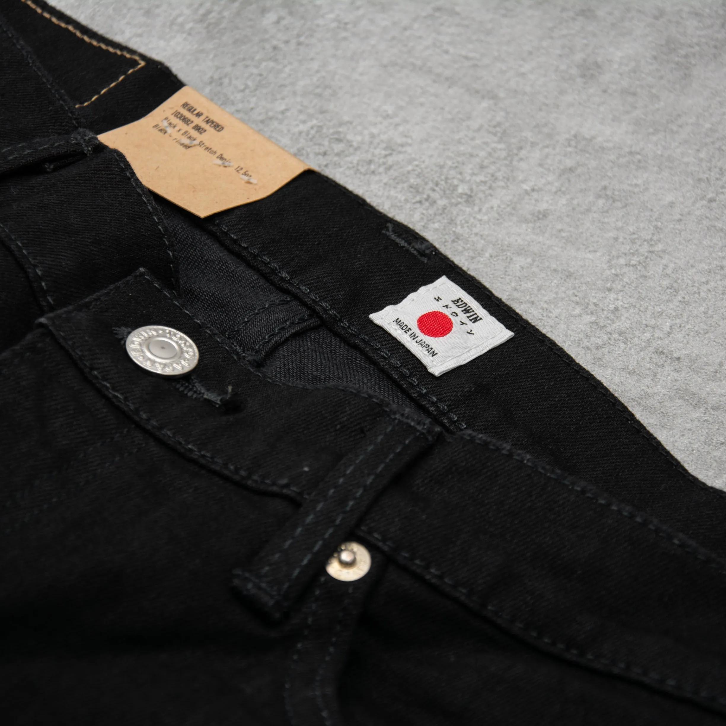 Edwin Regular Tapered Jeans Kaihara Stretch - Black x Black Rinsed