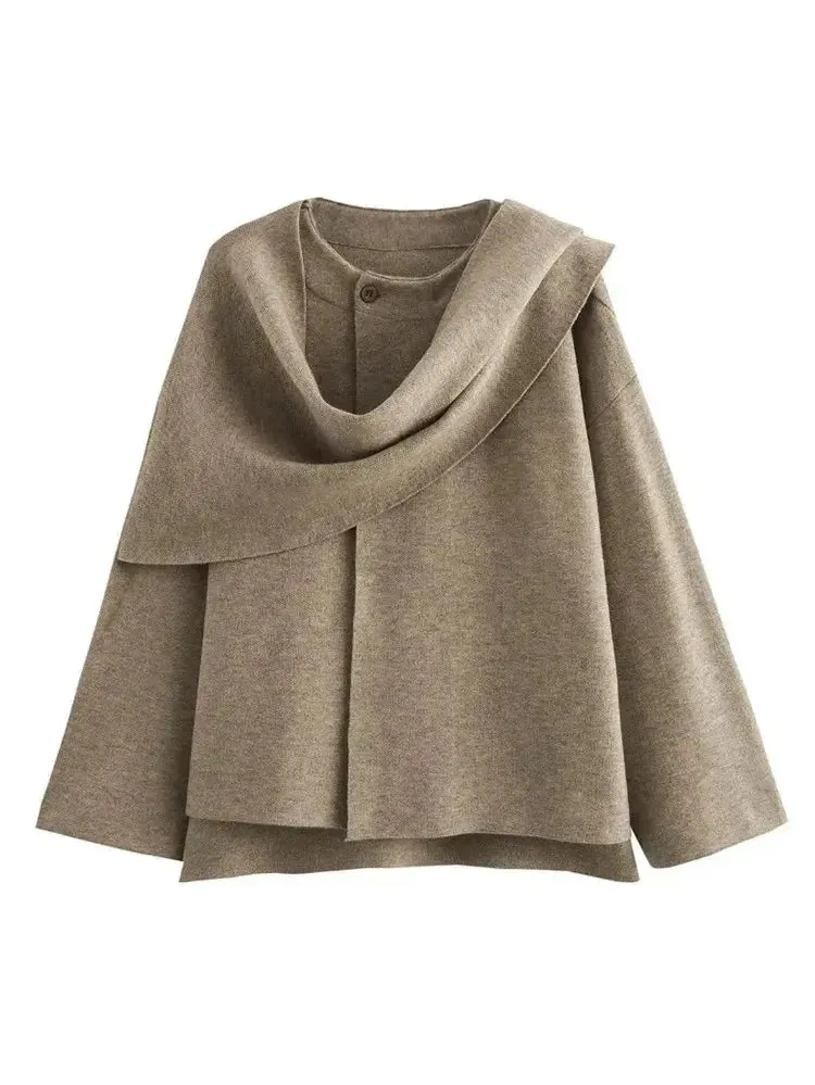 Elegant Layered Scarf Jacket