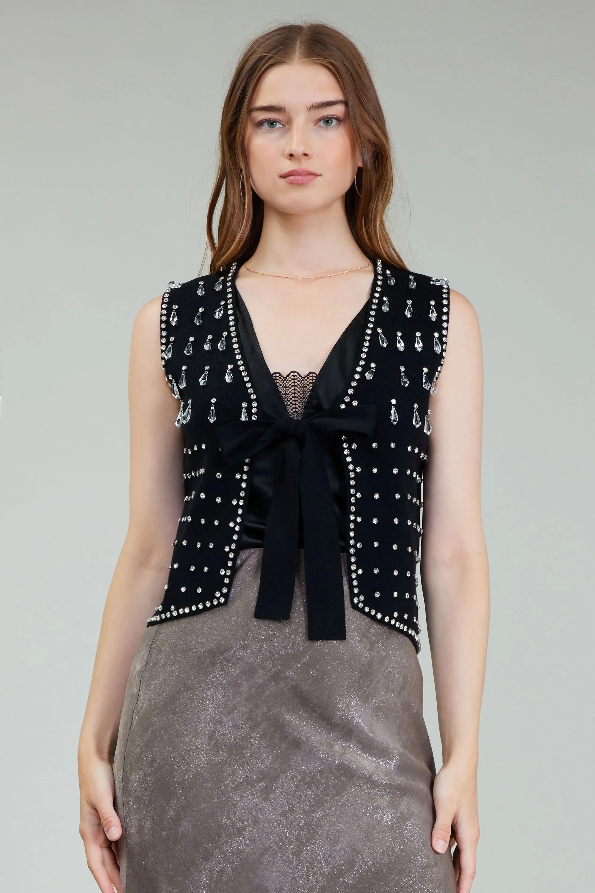 Embellished Cardigan Vest