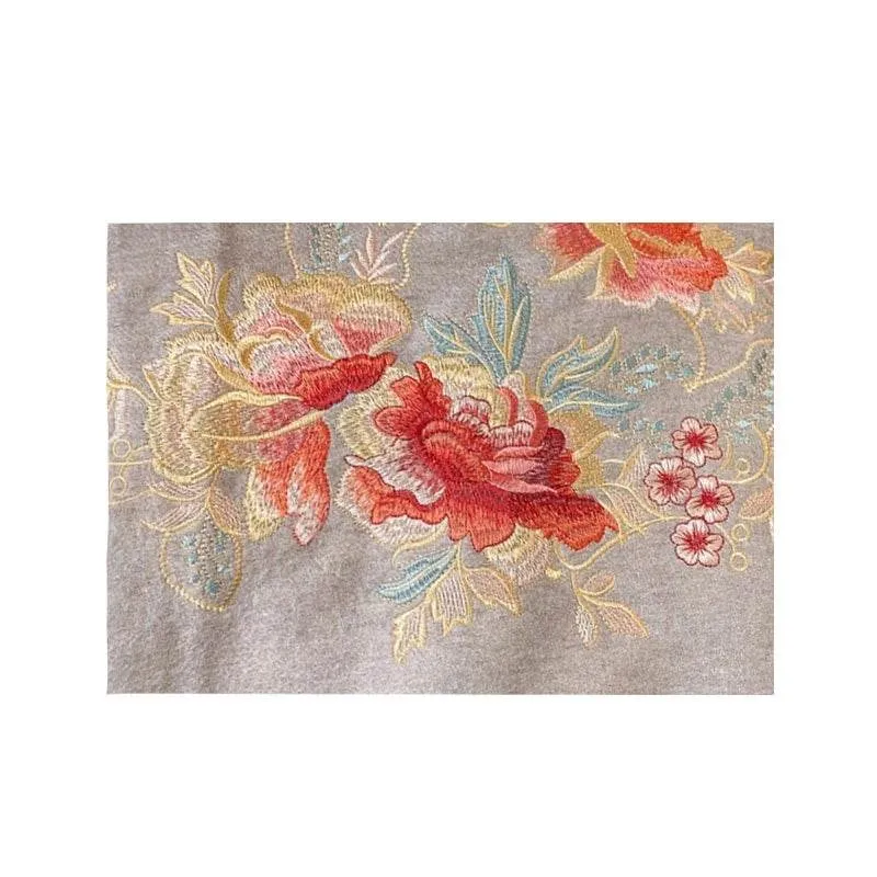 Embroidery 100% Pure Cashmere Scarf Elegant Floral Design 200x60 cm