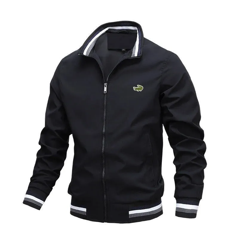 Embroidery CARTELO Autumn and Winter Men's Stand Collar Casual Zipper Jacket Outdoor Sports Coat Windbreaker Jacket for Men