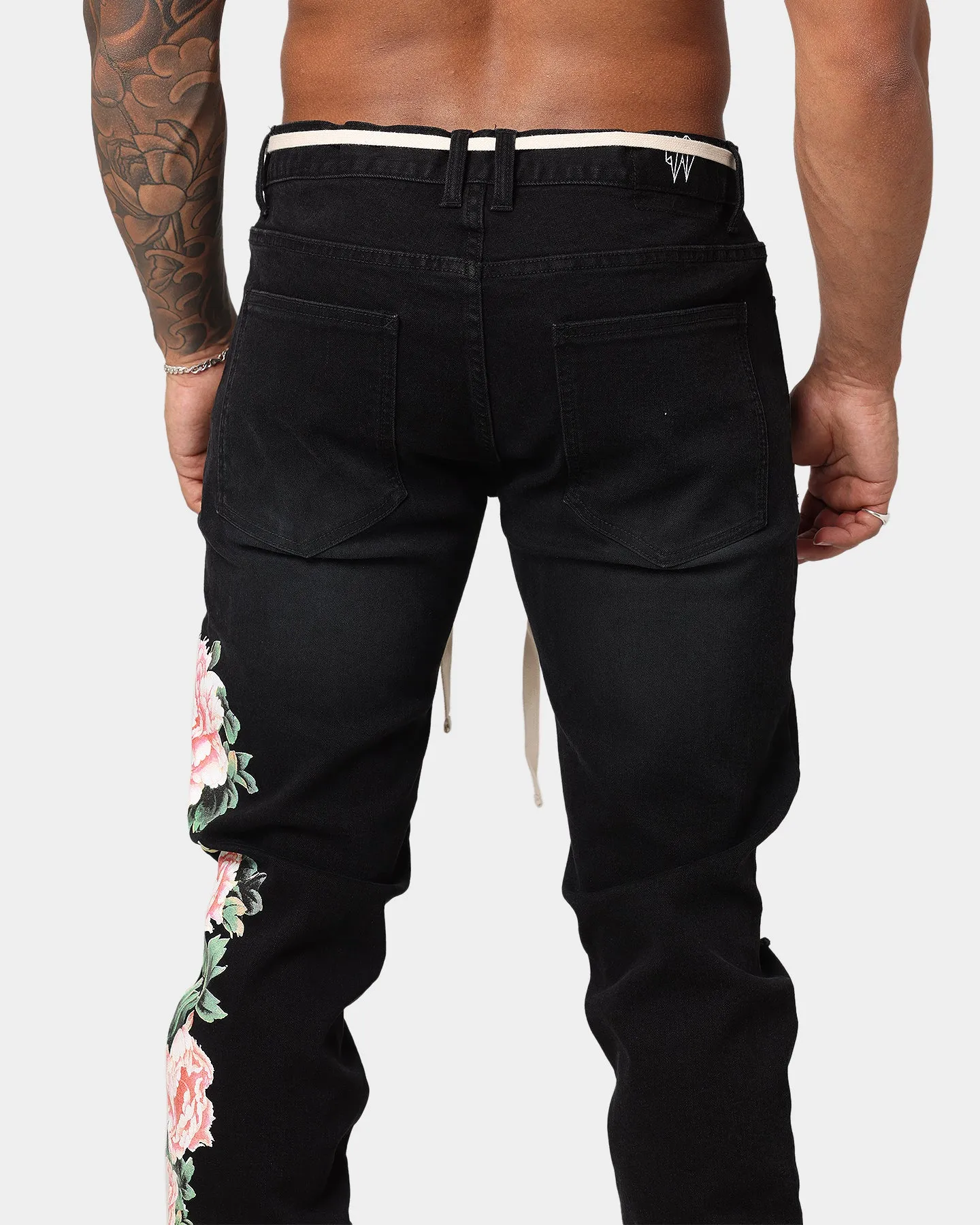 EN ES Floral X12 Denim Jeans Black