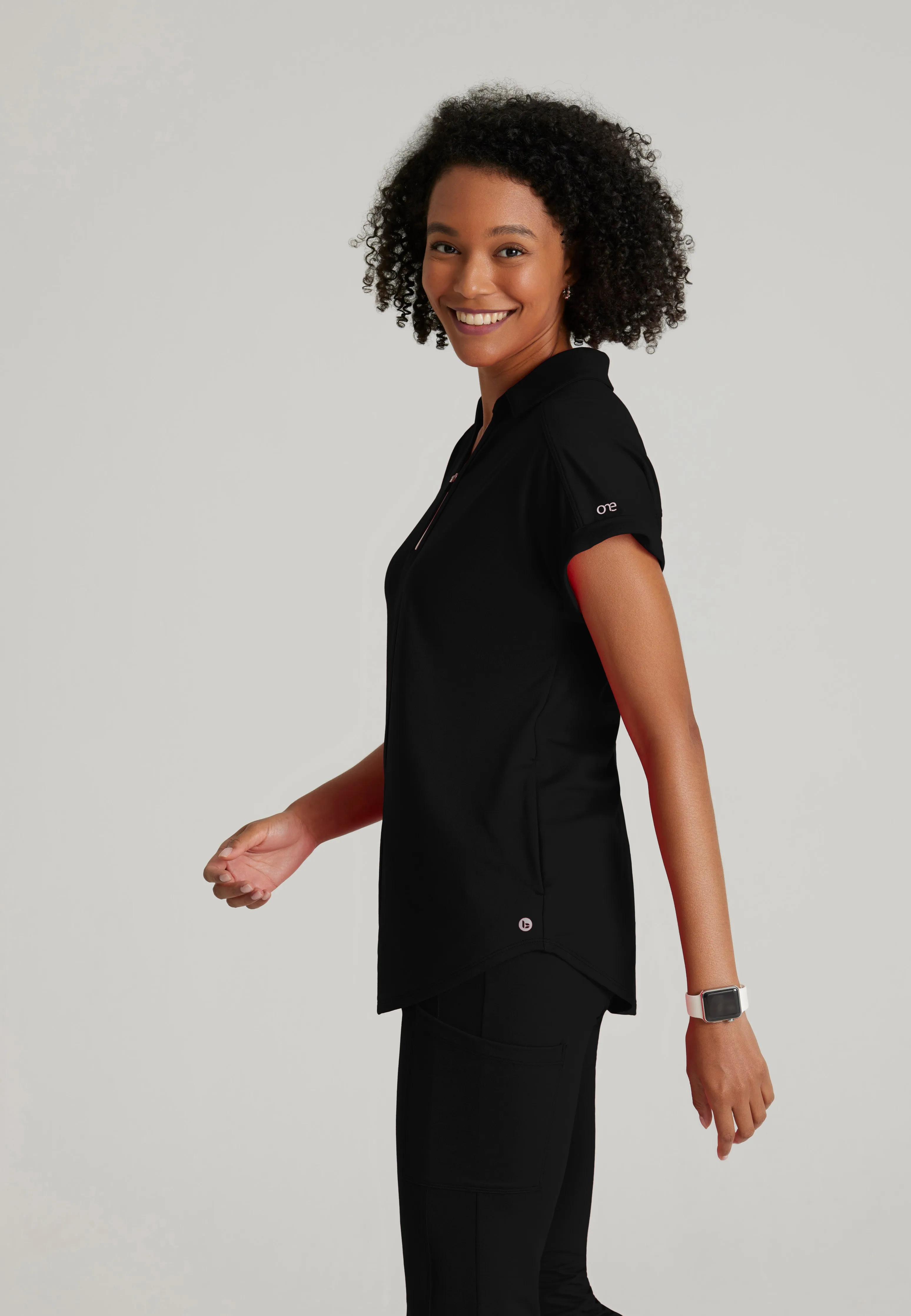 Engage Knit 2-Pocket Zip-Neck Dolman Scrub Top