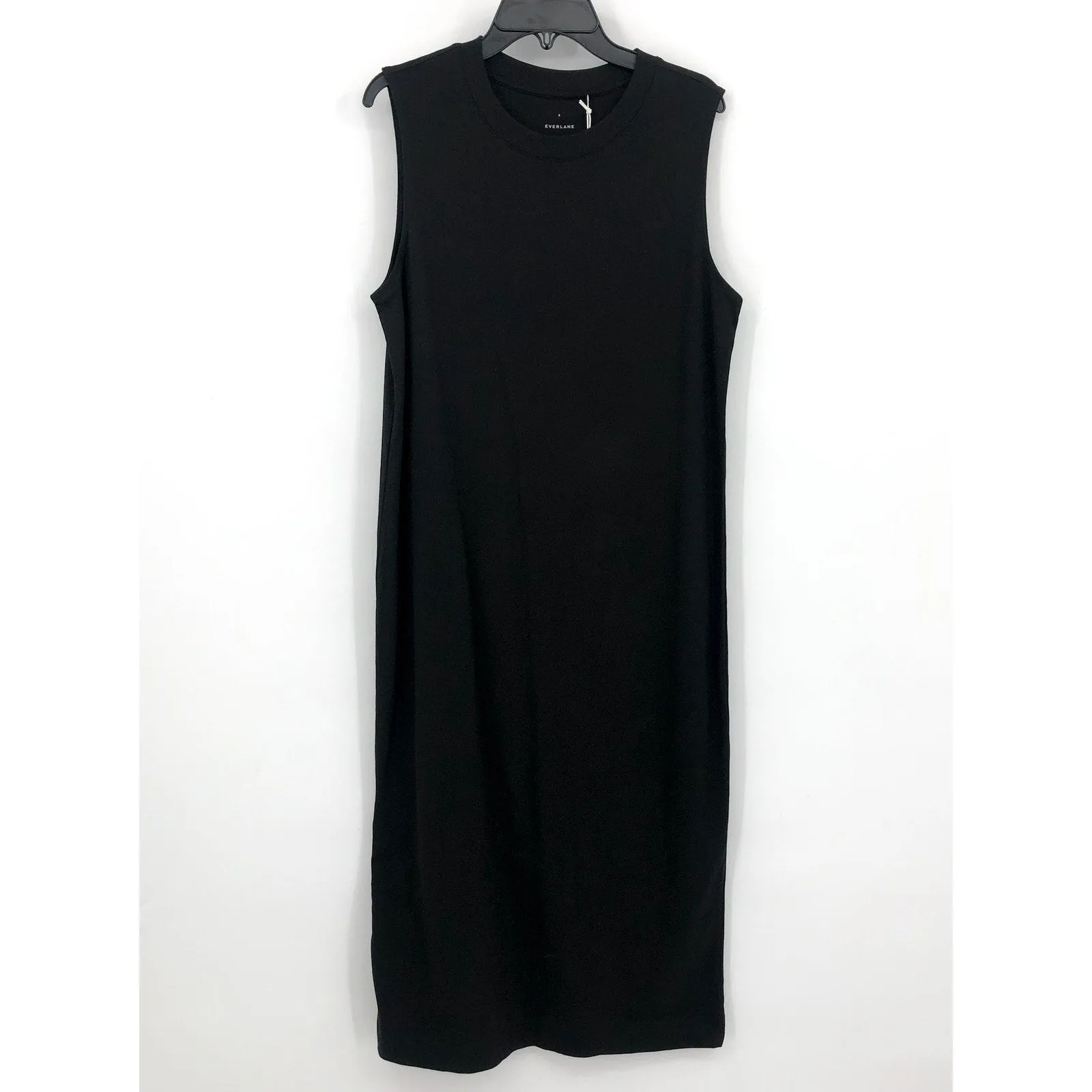 EVERLANE The Organic Cotton Weekend Tank Dress Small Black Midi Sleeveless