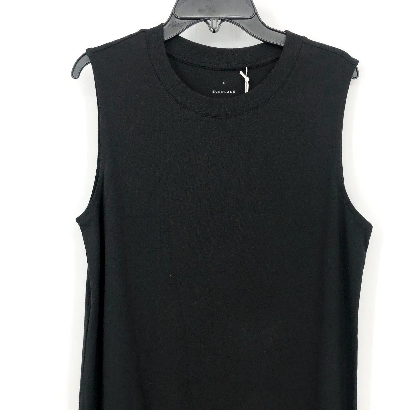 EVERLANE The Organic Cotton Weekend Tank Dress Small Black Midi Sleeveless