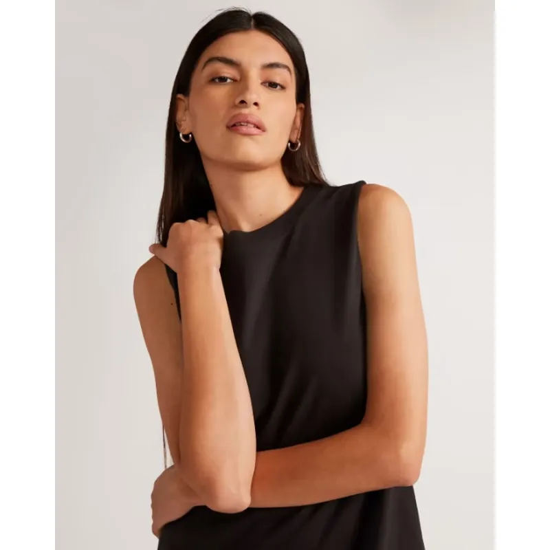 EVERLANE The Organic Cotton Weekend Tank Dress Small Black Midi Sleeveless