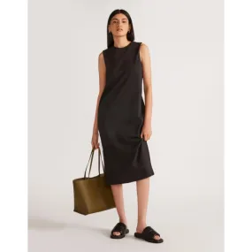 EVERLANE The Organic Cotton Weekend Tank Dress Small Black Midi Sleeveless